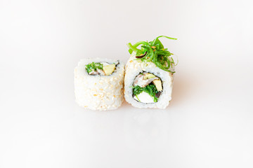 sushi on a white background