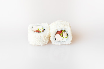 sushi on a white background