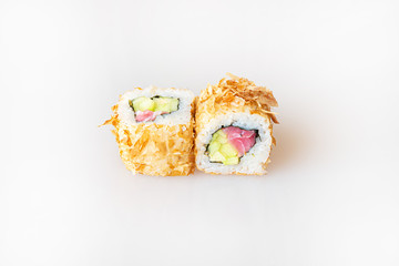 sushi on a white background