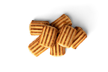 Shortbread cookies with jam isolated on white background.