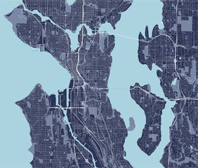 map of the city of Seattle, Washington, USA - 339156750