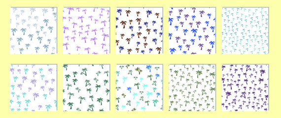 Coconut palm tree. Summer Tropical vector Seamless pattern