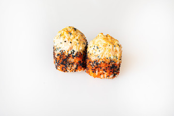 sushi on a white background