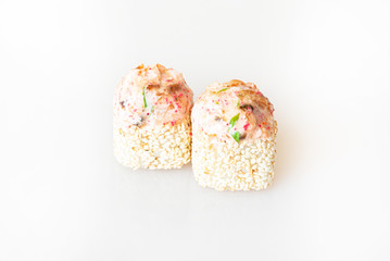 sushi on a white background