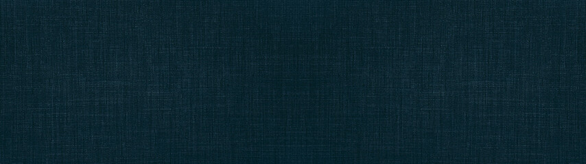 Dark blue natural cotton linen textile texture background banner panorama