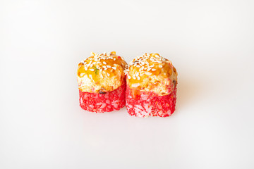 sushi on a white background