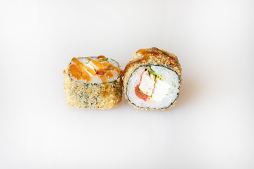 sushi on a white background