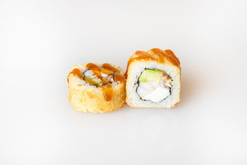sushi on a white background