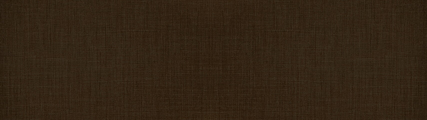 Fototapeta na wymiar Dark chocolate brown natural cotton linen textile texture background banner panorama 