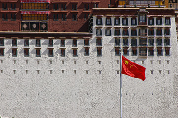 Potala Palace with chinese Flag 