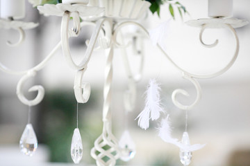 Beautiful white decoration setup for wedding ceremony