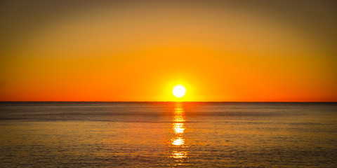 A sunset and the ocean