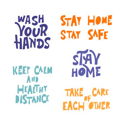 Lettering typography design for self protection time. Stay home poster. Hand letter motivation art design. Vector illustration