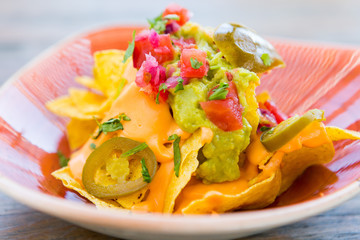 Nachos with guacamole