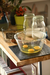 raw eggs in a bowl