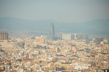 The skyline of Barcelona in Catalonia, Spain