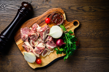 raw pickled barbecue meat sliced