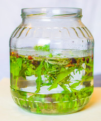 artisan produces liqueur with herbs and aromatic spices