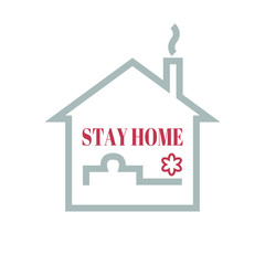 Logo with a call to stay at home. Symbol of the fight against coronavirus. Vector EPS10