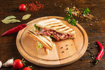 Delicious Sandwich with meat and vegetables