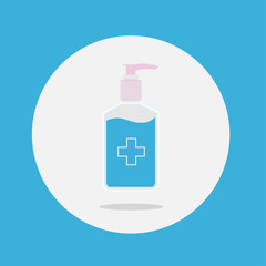 Disinfection. Hand sanitizer bottle icon, washing gel. Vector illustrationDisinfection. Hand sanitizer bottle icon, washing gel. Vector illustration	