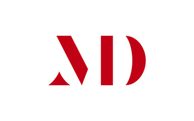 MD or DM and M or D Uppercase Letter Initial Logo Design, Vector Template