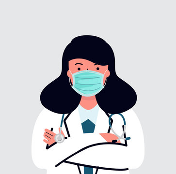 recommend clip art: female Doctor with stethoscope Medical flat style