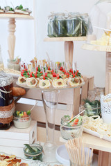 Luxuary cool catering weddings table with snacks