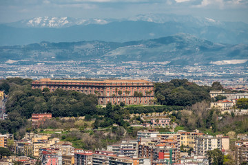 Aerial view of national museum located in the Royal Palace and garden of Capodimonte, Naples,...
