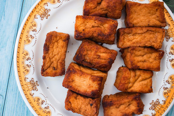tofu or tahu bacem is one of type traditional food in Java Indonesia