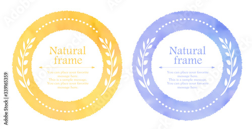 水彩 フレーム 植物 葉っぱ ナチュラル 自然 にじみ 花 絵具 ロマンチック ガーリー パステル 飾り罫 装飾 美しい フレームデザイン 見出しデザイン 手書き風 手描き 水彩風 イラスト セット素材 フレームセット 見出しセット デザインセット