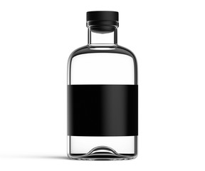 Empty Bottle Mockup Glass Black Label And Cap 3d