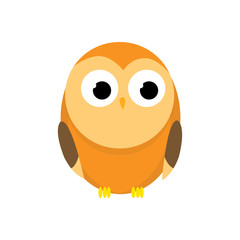 Cute funny owl. Forest bird. Decorative and style toy, doll. Happy and joyful bird in flat style. Isolated children cartoon illustration, for print or sticker