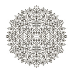 Outline Mandala for coloring book. Decorative round ornament. Anti-stress therapy pattern. Weave design element. Yoga style, background for meditation poster. Unusual flower shape. Oriental vector.