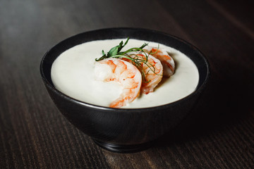 Japanese Prawn Seafood Ramen Noodles with Dumplings