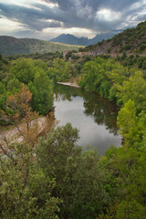 Fototapeta na wymiar Roquebrun Languedoc France. River Orb