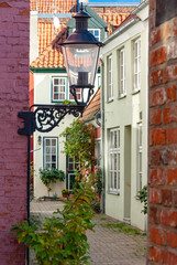 Fototapeta na wymiar Hanseatic city of Lübeck, aisles quarters of the old town 455