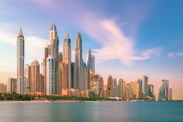 Obraz premium Amazing Dubai Marina skyline at sunset, United Arab Emirates