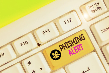 Handwriting text writing Phishing Alert. Conceptual photo Be cautious to fraudulent attempt to...