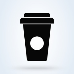Disposable coffee cup icon. Drink vector illustration