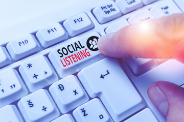 Word writing text Social Listening. Business photo showcasing analyzing the conversations and...