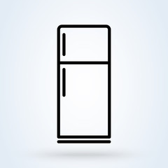 Fridge freezer refrigerator icon. Line Art symbol vector illustration