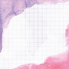 Watercolor background. Watercolor pink and lilac corners