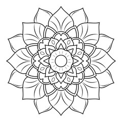 Circular Flower Mandala with vintage floral style, Vector mandala Oriental pattern, Hand drawn decorative element. Unique design with petal flower. Concept relax and meditation use for page logo book