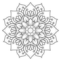 Circular Flower Mandala with vintage floral style, Vector mandala Oriental pattern, Hand drawn decorative element. Unique design with petal flower. Concept relax and meditation use for page logo book