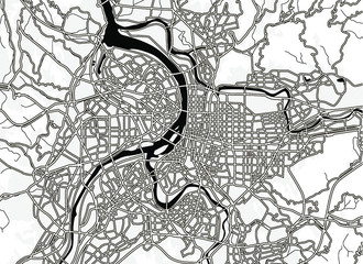 Naklejka premium Taipei Taiwan vector monochrome map