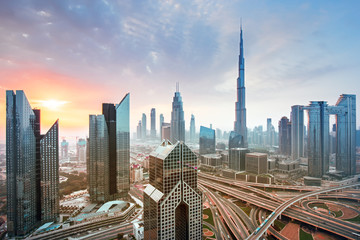 Naklejka na ściany i meble Dubai city center skyline, United Arab Emirates