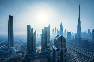 Dubai city center skyline, United Arab Emirates