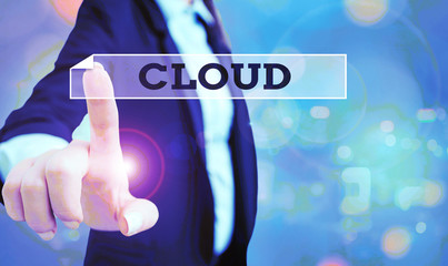 Conceptual hand writing showing Cloud. Concept meaning anything that involves delivering hosted services over the Internet
