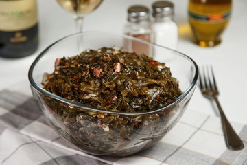 glass bowl of sea kale salad best delicious
